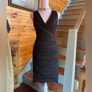 Nicole Miller Cotton Stretch Black Criss Cross Back Dress